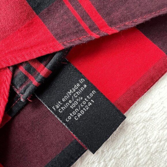 Le 31 Simons Men’s 15.5 R Red Black Plaid Long Sleeve Button Down Shirt Casual - Picture 9 of 10